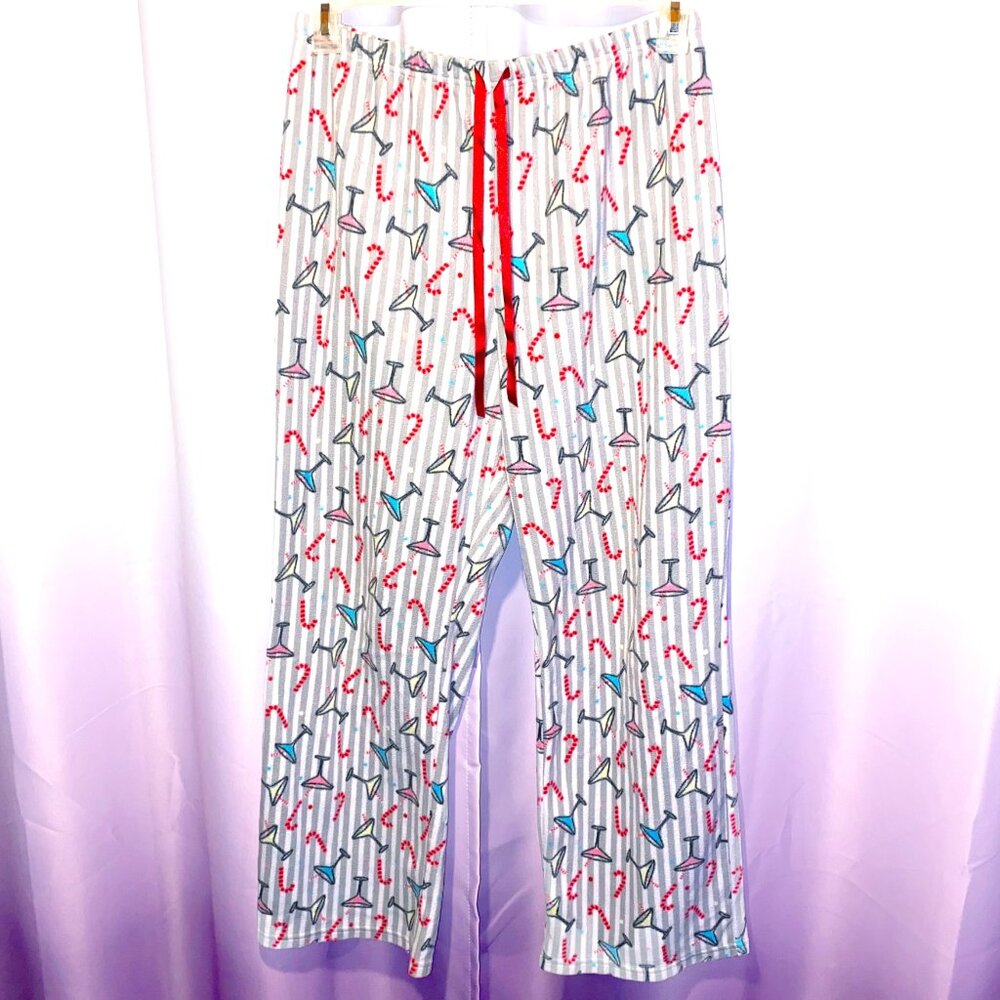 Croft & Barrow Candy Cane Martini Glass Pajama Pants Size Medium